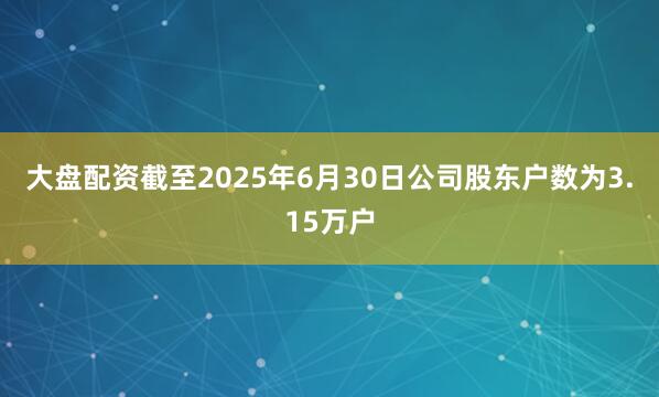 大盘配资截至2025年6月30日公司股东户数为3.15万户