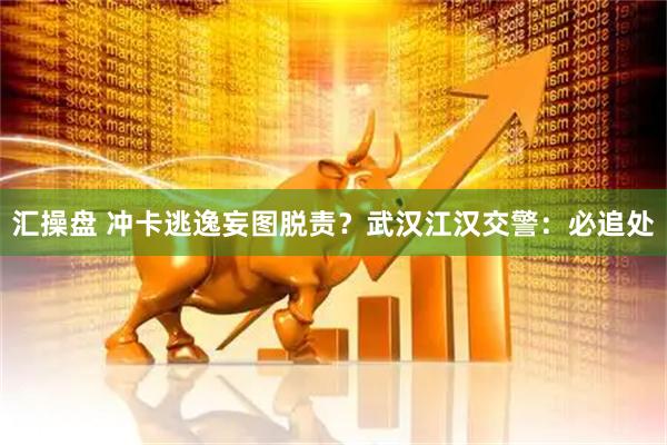 汇操盘 冲卡逃逸妄图脱责？武汉江汉交警：必追处